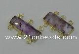 NGC5352 12*30mm - 15*30mm faceted rectangle light amethyst connectors