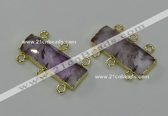 NGC5352 12*30mm - 15*30mm faceted rectangle light amethyst connectors