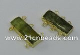 NGC5356 12*30mm - 15*30mm rectangle green rutilated quartz connectors