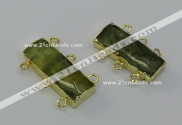 NGC5356 12*30mm - 15*30mm rectangle green rutilated quartz connectors