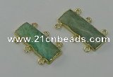 NGC5359 12*30mm - 15*30mm faceted rectangle amazonite connectors