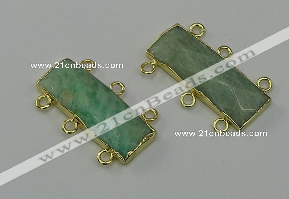 NGC5359 12*30mm - 15*30mm faceted rectangle amazonite connectors