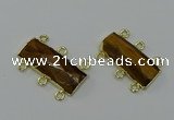 NGC5363 12*30mm - 15*30mm faceted rectangle yellow tiger eye connectors