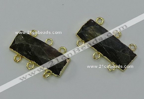 NGC5370 12*30mm - 15*30mm faceted rectangle labradorite connectors