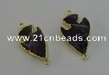 NGC5384 20*35mm - 25*40mm arrowhead amethyst gemstone connectors