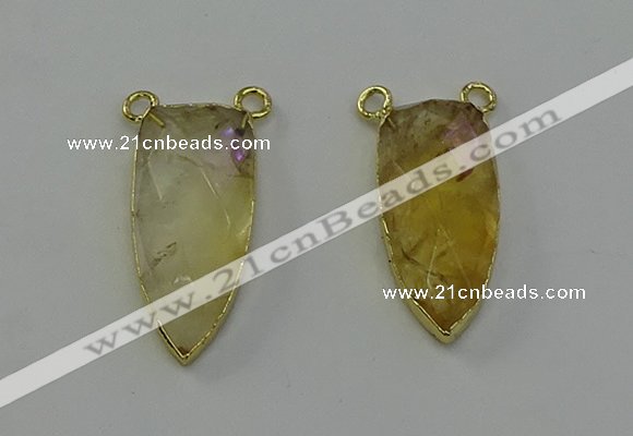 NGC5402 16*35mm - 18*40mm arrowhead citrine gemstone connectors