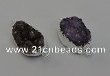 NGC5455 20*25mm - 20*30mm freeform druzy amethyst connectors