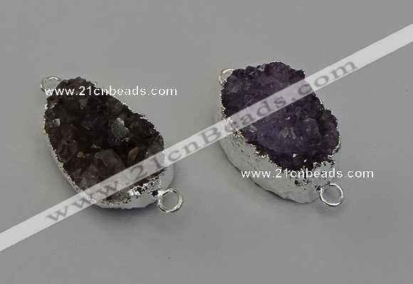 NGC5455 20*25mm - 20*30mm freeform druzy amethyst connectors