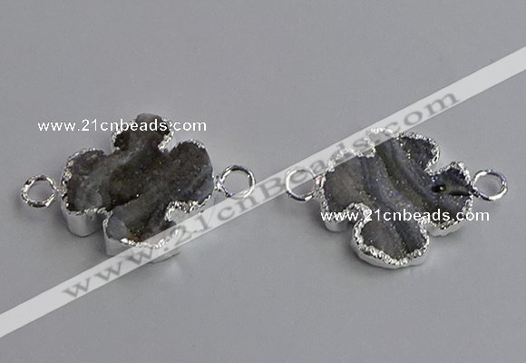 NGC5458 20mm - 22mm flower druzy agate connectors wholesale