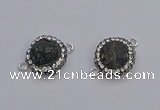 NGC5461 14mm - 15mm flower plated druzy agate connectors wholesale