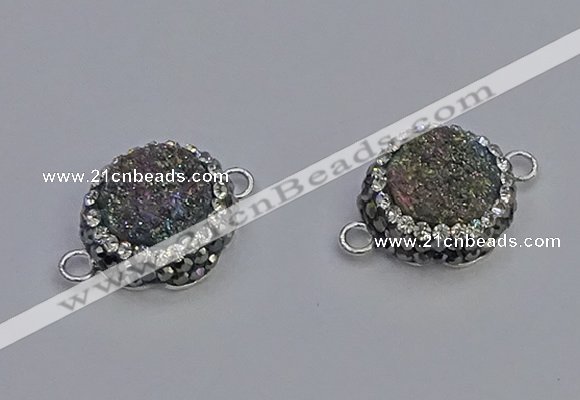 NGC5463 14mm - 15mm flower plated druzy agate connectors wholesale