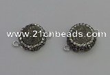 NGC5464 14mm - 15mm flower plated druzy agate connectors wholesale