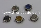 NGC5468 14mm - 15mm flower plated druzy agate connectors wholesale