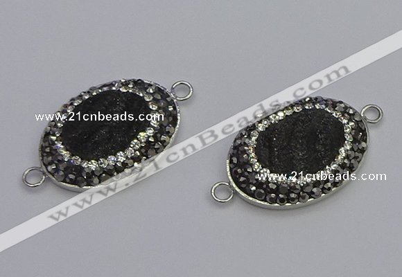 NGC5471 18*25mm oval plated druzy agate gemstone connectors