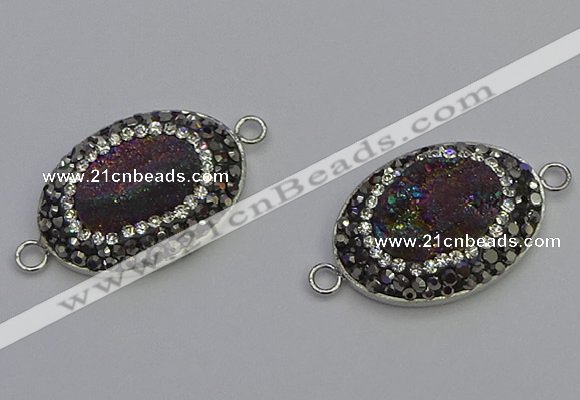 NGC5473 18*25mm oval plated druzy agate gemstone connectors