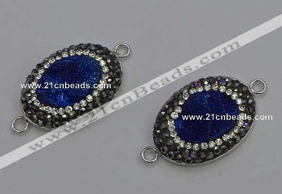 NGC5476 18*25mm oval plated druzy agate gemstone connectors