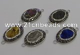 NGC5478 18*25mm oval plated druzy agate gemstone connectors