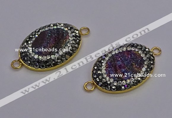 NGC5483 18*25mm oval plated druzy agate gemstone connectors