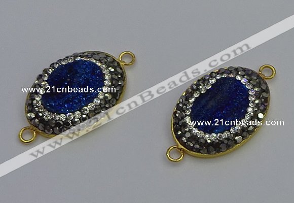 NGC5485 18*25mm oval plated druzy agate gemstone connectors