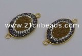 NGC5486 18*25mm oval plated druzy agate gemstone connectors