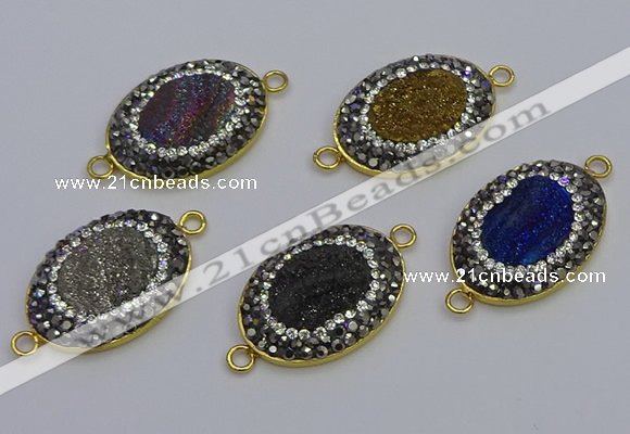 NGC5488 18*25mm oval plated druzy agate gemstone connectors