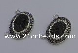 NGC5491 18*25mm oval plated druzy agate gemstone connectors