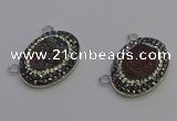 NGC5493 18*25mm oval plated druzy agate gemstone connectors