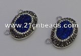 NGC5495 18*25mm oval plated druzy agate gemstone connectors