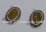 NGC5496 18*25mm oval plated druzy agate gemstone connectors