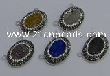 NGC5498 18*25mm oval plated druzy agate gemstone connectors