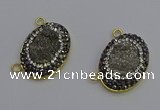 NGC5500 18*25mm oval plated druzy agate gemstone connectors