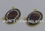 NGC5503 18*25mm oval plated druzy agate gemstone connectors