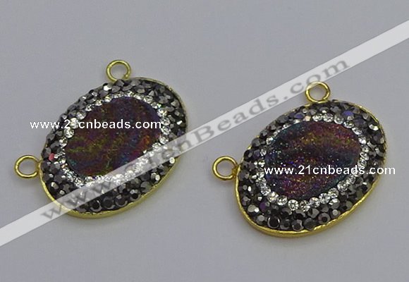 NGC5503 18*25mm oval plated druzy agate gemstone connectors