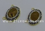 NGC5506 18*25mm oval plated druzy agate gemstone connectors