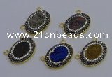 NGC5508 18*25mm oval plated druzy agate gemstone connectors