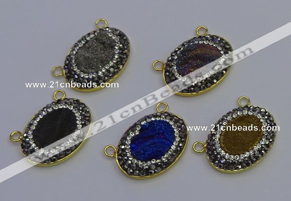 NGC5508 18*25mm oval plated druzy agate gemstone connectors