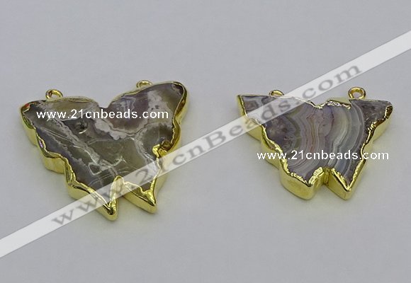 NGC5512 25*30mm - 30*40mm butterfly agate connectors wholesale