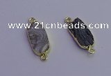 NGC5518 8*20mm - 10*20mm freeform druzy agate connectors