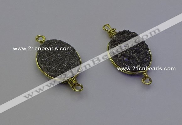 NGC5520 15*20mm freeform plated druzy agate connectors wholesale