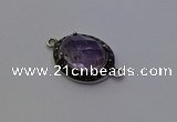 NGC5527 16*20mm oval light amethyst connectors wholesale