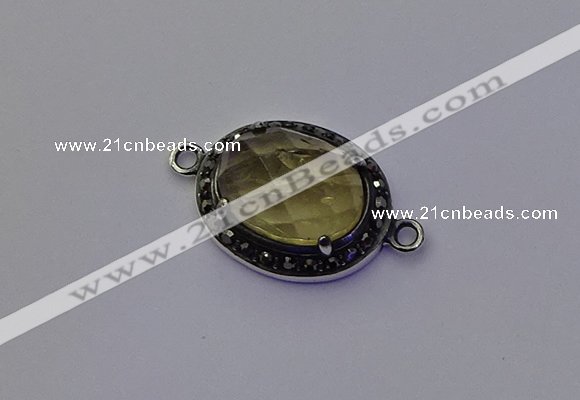 NGC5532 16*20mm oval lemon quartz connectors wholesale