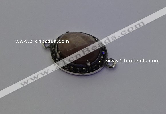 NGC5540 16*20mm oval moonstone gemstone connectors wholesale