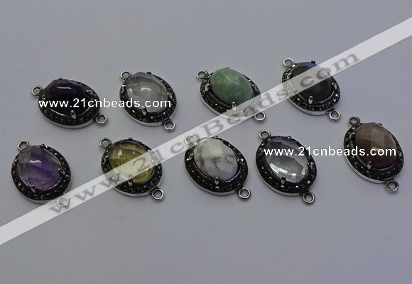 NGC5545 16*20mm oval mixed gemstone connectors wholesale