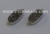 NGC5549 10*22mm - 12*25mm freeform plated druzy quartz connectors