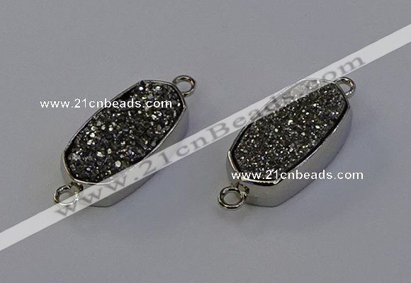 NGC5549 10*22mm - 12*25mm freeform plated druzy quartz connectors