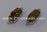 NGC5550 10*22mm - 12*25mm freeform plated druzy quartz connectors