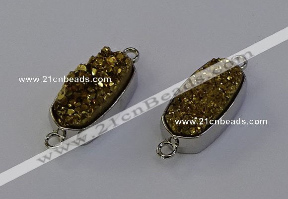 NGC5550 10*22mm - 12*25mm freeform plated druzy quartz connectors