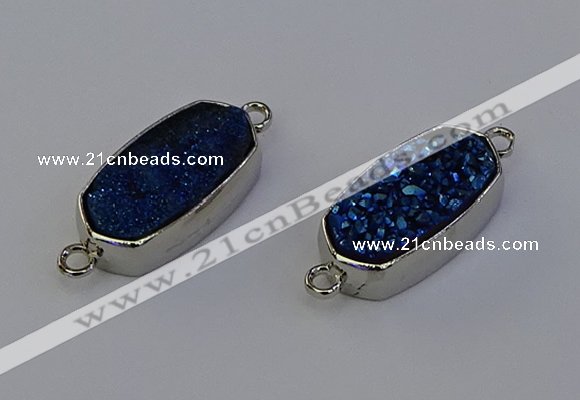 NGC5553 10*22mm - 12*25mm freeform plated druzy quartz connectors