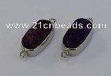 NGC5554 10*22mm - 12*25mm freeform plated druzy quartz connectors