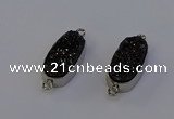 NGC5555 10*22mm - 12*25mm freeform plated druzy quartz connectors